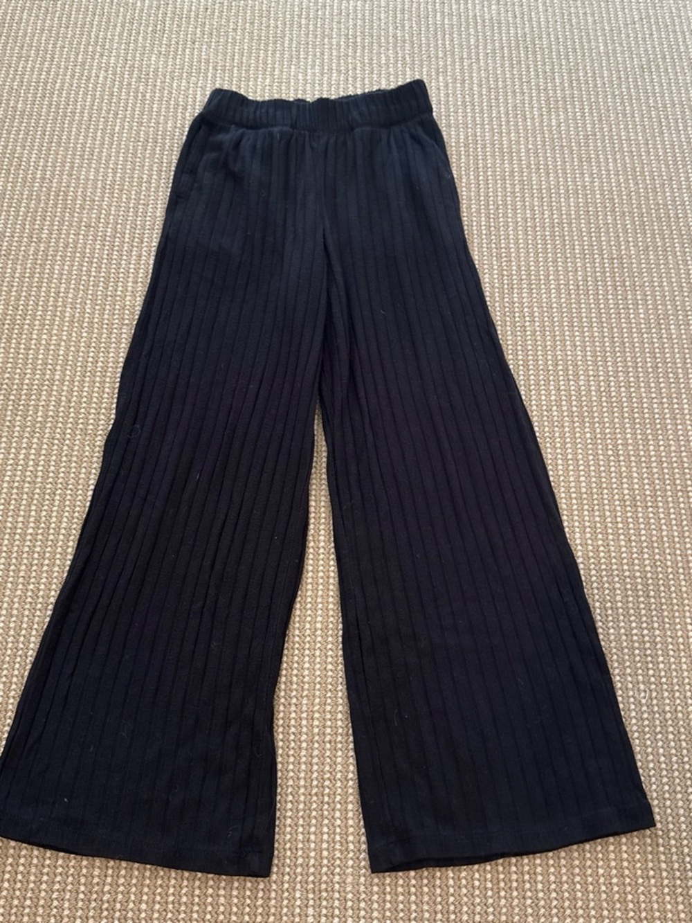 GAP Black Ribbed Wide-Leg Knit Pants